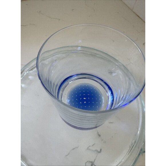 AMERICAN ATELIER OLD FASHIONED ROCKS COBALT BLUE CONTROLLED BUBBLE GLASSES - Picture 4 of 12